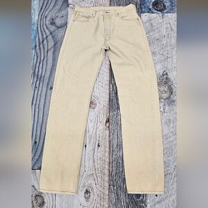 Vintage 90s Levis 501 Jeans Mens 34x36 Beige Tan Denim Button Fly USA 90's